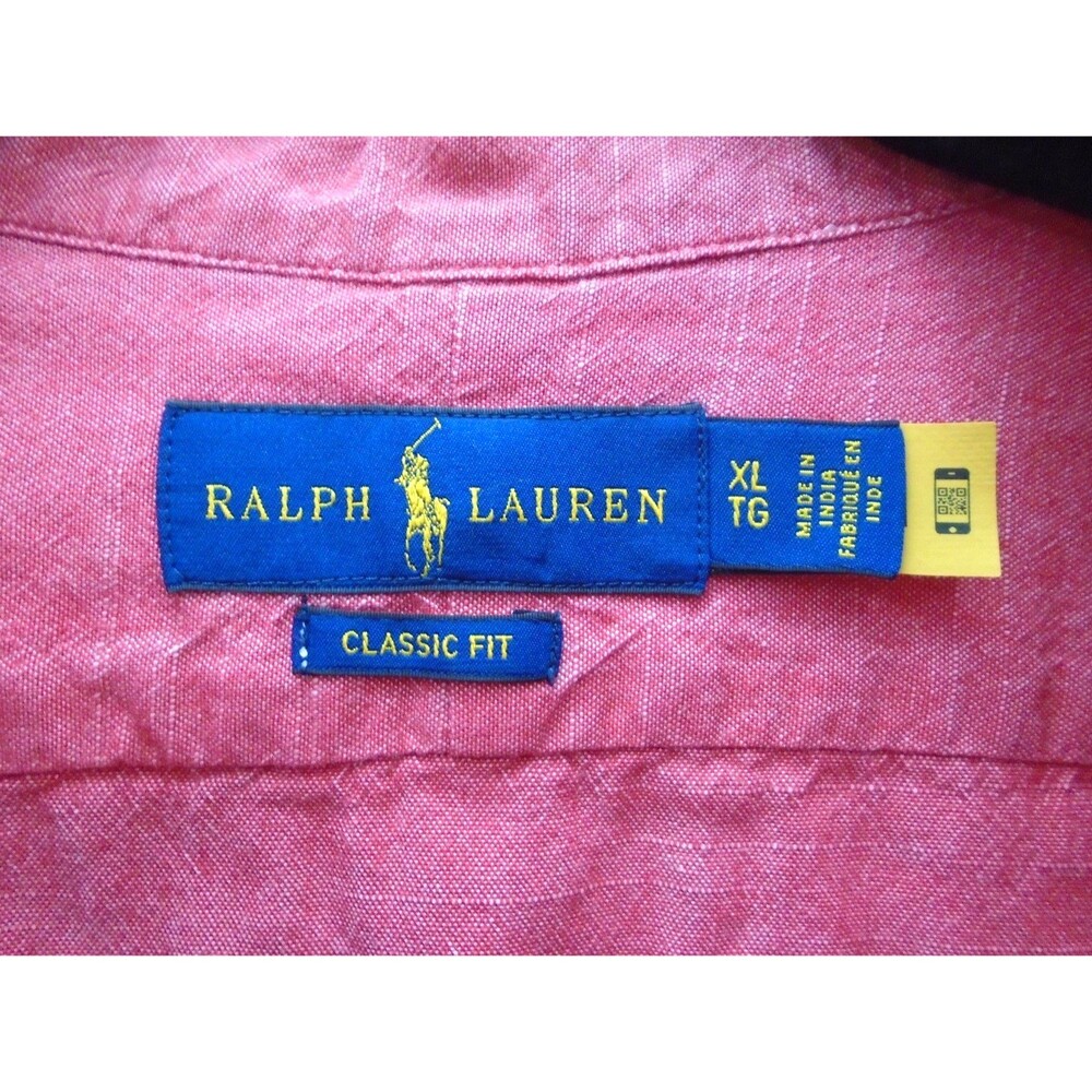 Polo Ralph Lauren Chambray Oxford Shirt Mens XL Red Short Sleeve Classic Flesh - Picture 3 of 10